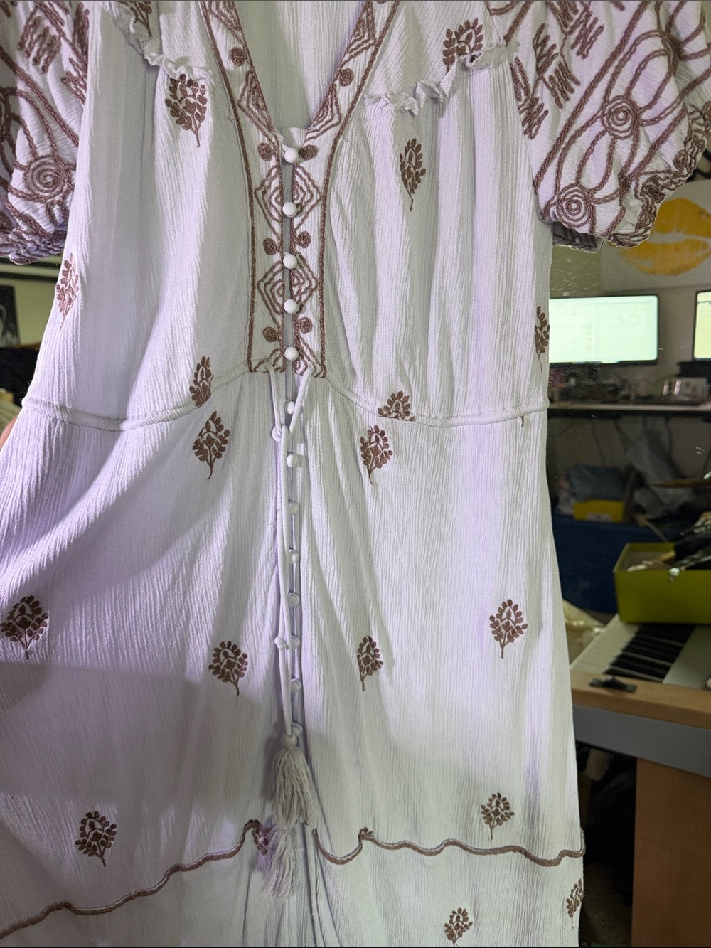 Free People Lilac Maxi Dress with Brown Embroidery - Picture 4 of 6